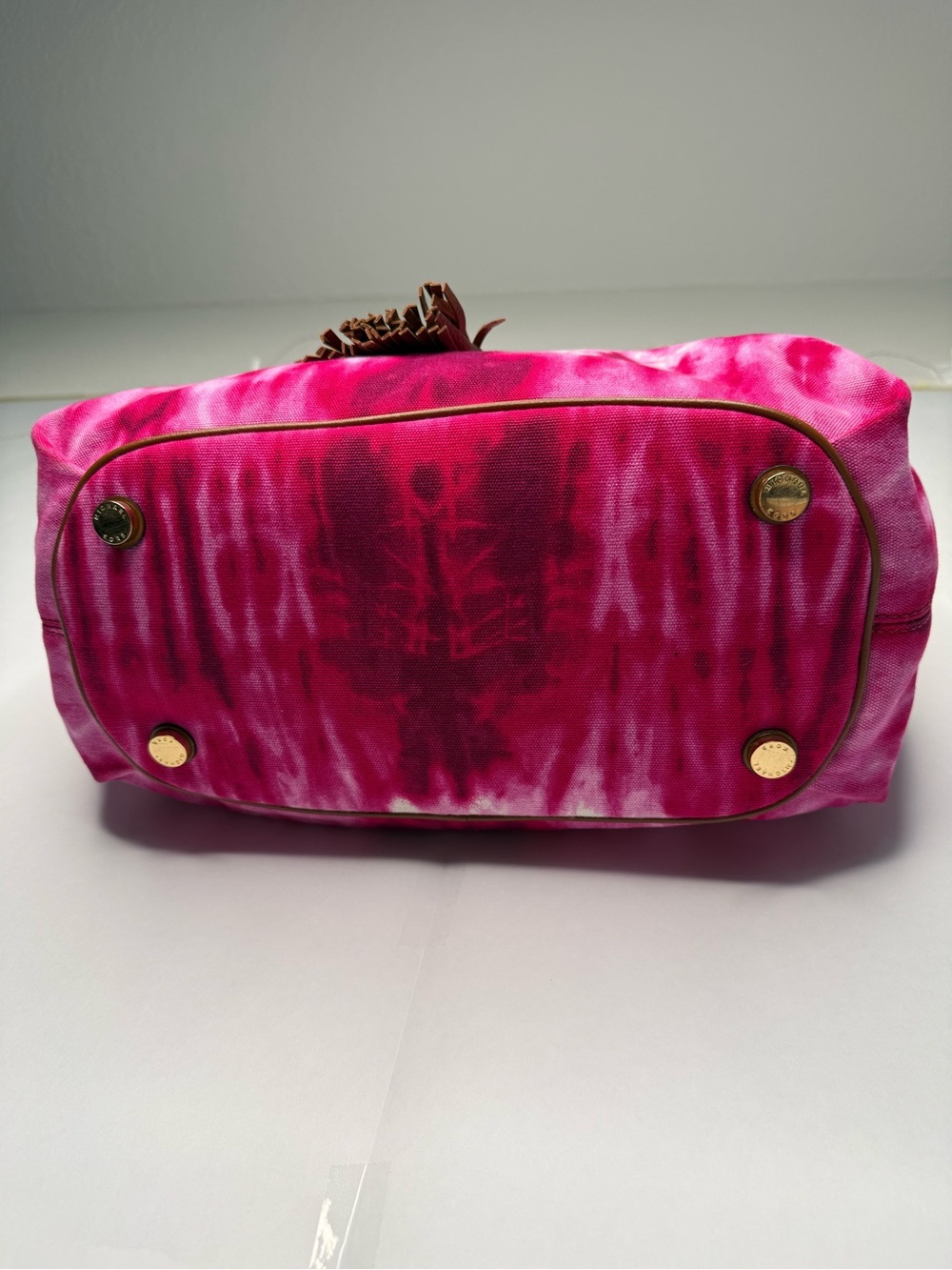 Michael Kors Hot Pink Tie-Dye Tote with Tan Leather Accents - Picture 4 of 8